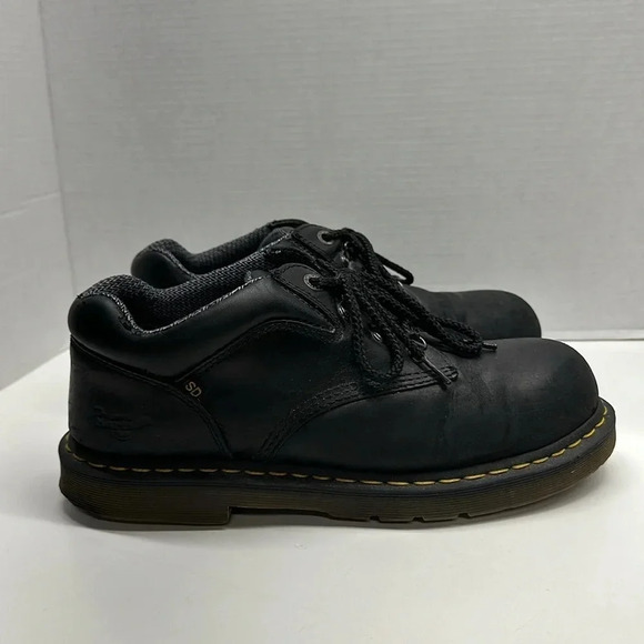 Dr. Doc Marten Steel Toe Hylow Boots Shoes Lace Up Leather Black Men's Size 12 - Picture 1 of 13